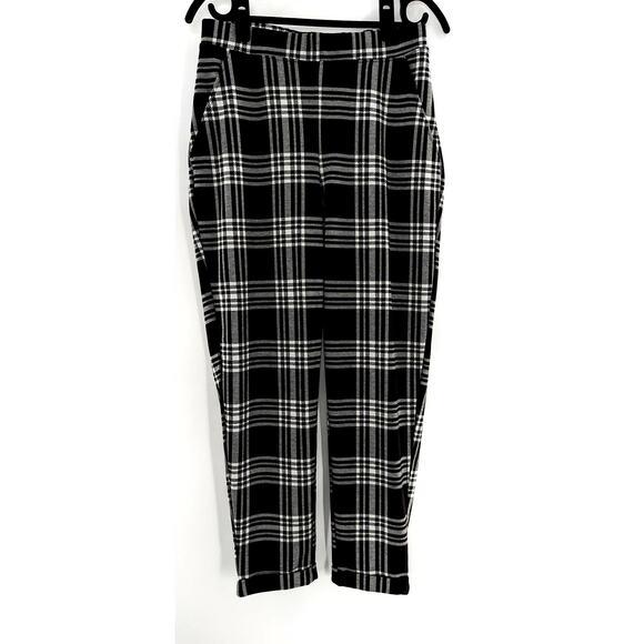 H&M Black & White Check Plaid Pants Trousers Size Small - Picture 5 of 9